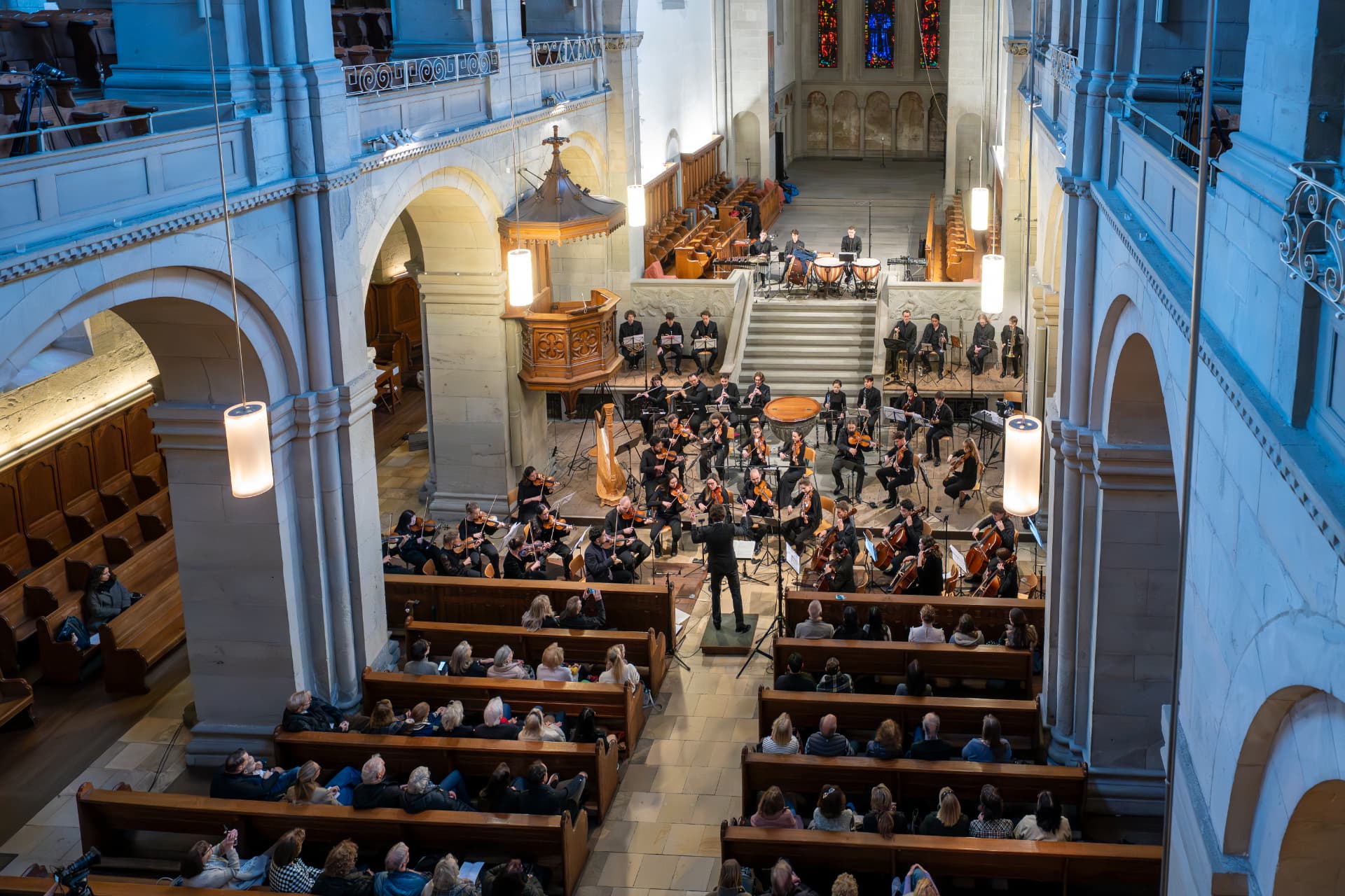 Empyrean Orchestra in the church space seen from above