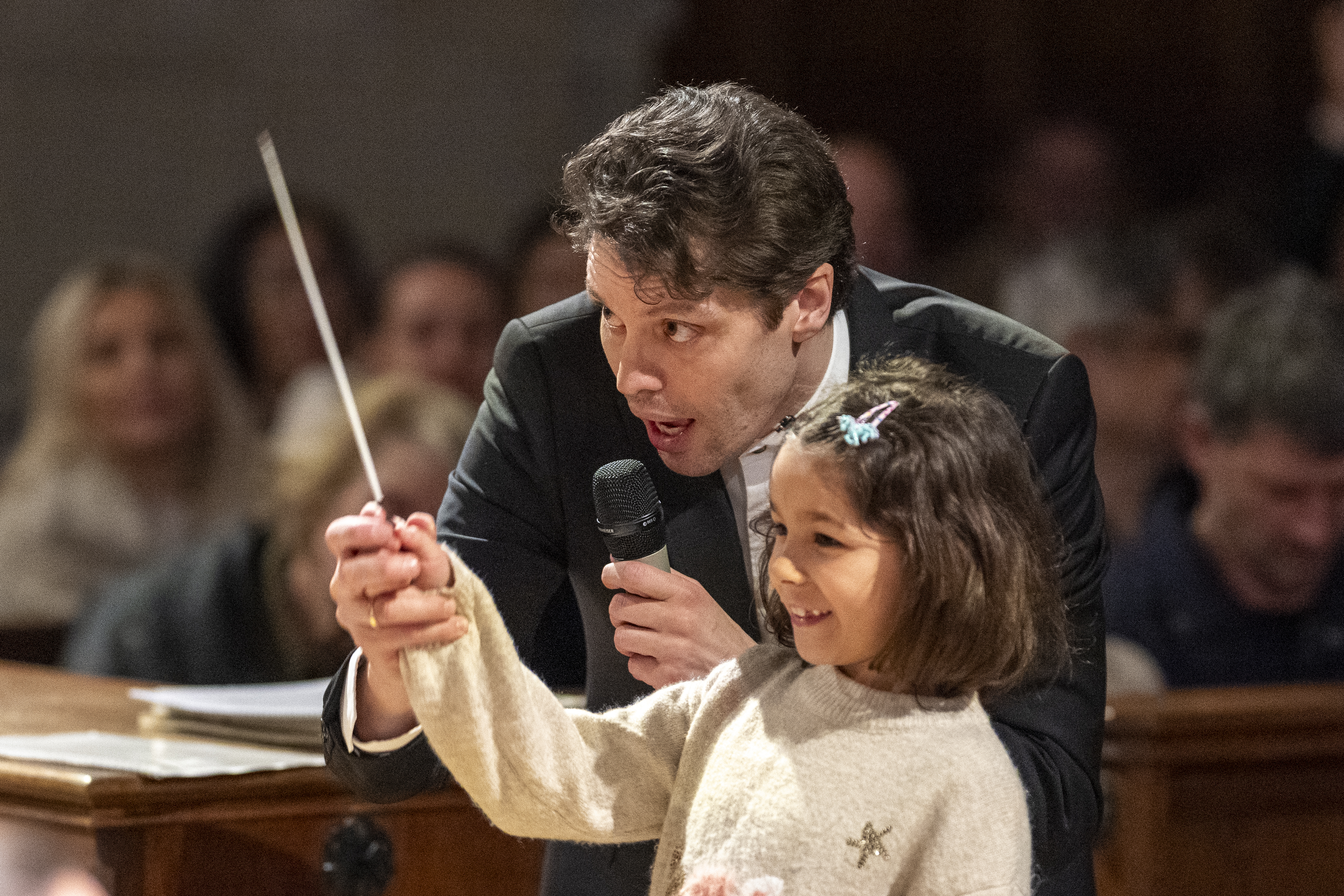 Kevin Griffiths with a young conductor